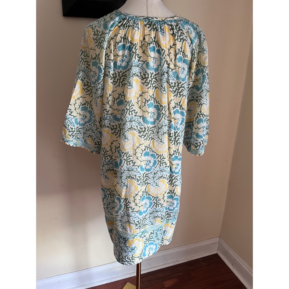 Roberta Roller Rabbit Blue Yellow Floral Cotton Embroidered Tunic Dress Size XS - Picture 8 of 8